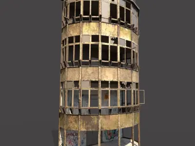 Abandoned  Front Facade Of Office 3D model