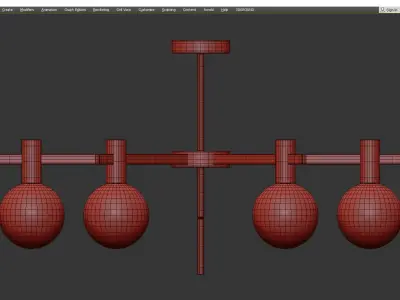 6 Bulb Brass Hanging Lamp Kit with Radial Design Low-poly 3D model
