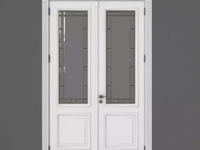 Door with glass panels 3D model