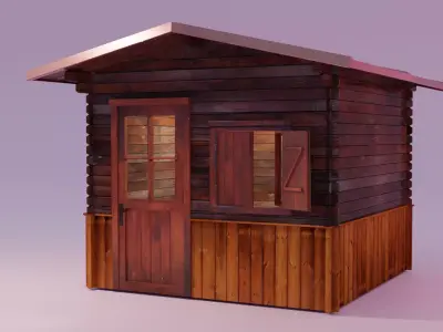 Little Wood Cabin Low-poly 3D model