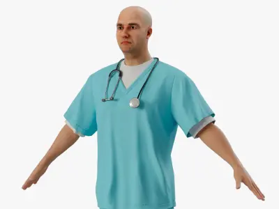  Medical Professional with Scrubs and Stethoscope 