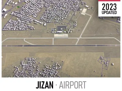Jizan Airport Low-poly 3D model