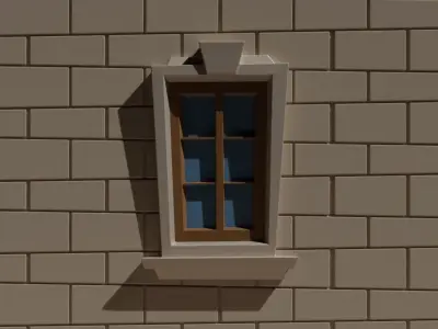 Cartoon Window  Low-poly 3D model