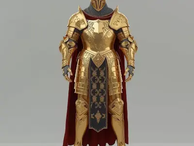 Battle Worn Plate Armor 3D Model Veteran Warrior Suit Low-poly 3D model