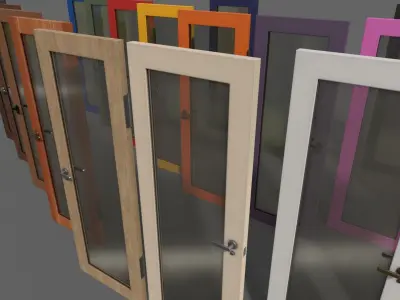 PBR Wood Door C3 Low-poly 3D model