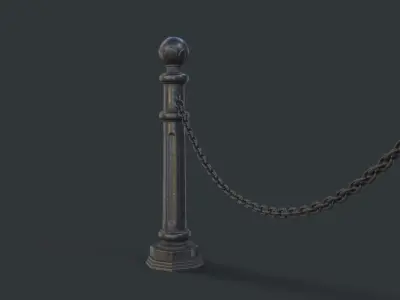 Street Bollard 04 PBR Game Ready Low-poly 3D model