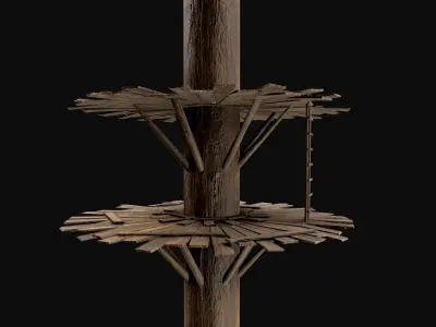 Wooden Tree House Shelters and Platforms 6  Low-poly 3D model