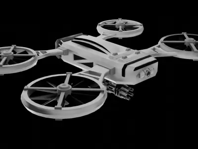 Sci Fi Military Combat Drone with Mini Gun game Ready 3D Model Low-poly 3D model