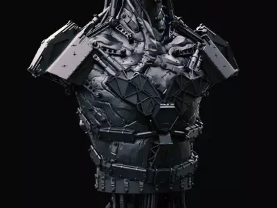 Hammerhead futuristic bust made of metal 3D print model