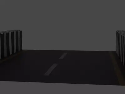 street road with barrier in middle 3D model
