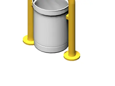 Yellow open cage type trash can Low-poly 3D model
