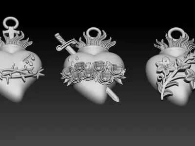 jesus sacred heart necklace  3D print model