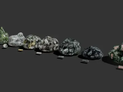 Ores and ingots pack Low-poly 3D model