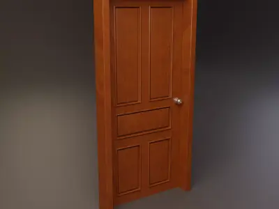 Carved wooden door - Entrance - Room - Bathroom door 3D model