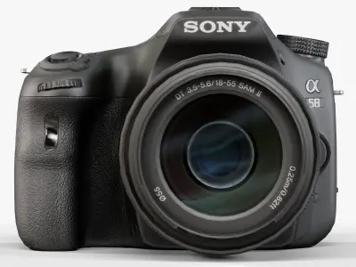 Sony SLT-A58 DSLR camera Kit DT 18-55mm f 3-5 5-6 SAM II Lens Low-poly 3D model