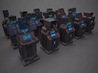 Sci-Fi Console Collection Low-poly 3D model