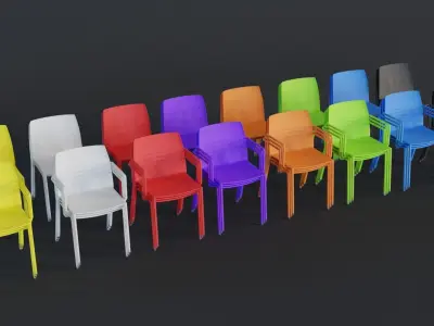 Stackable Plastic Chair Low-poly 3D model 3