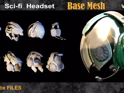 10 Scifi Headset BaseMesh vol17 Low-poly 3D model
