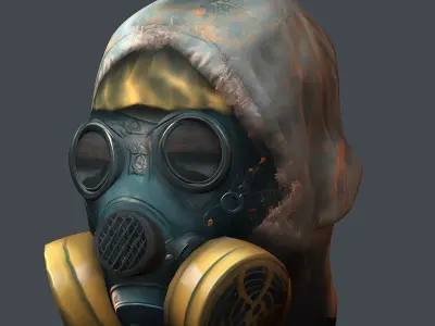 Gas mask helmet 3d model military combat fantasy cyborg Low-poly 3D model