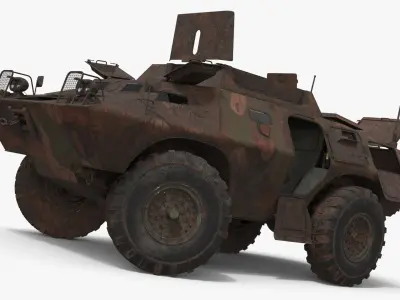 Forest Camo Combat Vehicle Worn Dirty with Interior Rigged for Cinema 4D 3D model