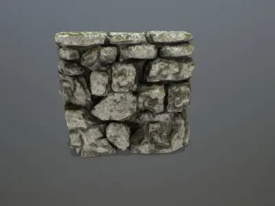 stairs stone wall Low-poly 3D model
