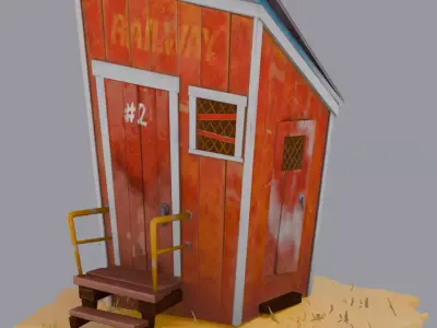 Stylized Railway shack 3D model