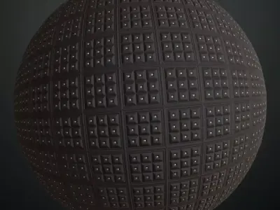 Dark Padded Leather Silver Studs PBR Seamless Texture