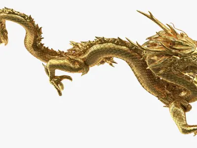  Golden Chinese Dragon 3D Model 