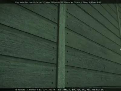 Green Garden Shed Low-poly 3D model