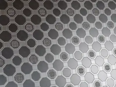 Geometric Hexagonal Decorative Metal Plates PBR Seamless Texture