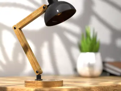 Sleek Modern Wooden Desk Lamp 3D Model Free 3D model