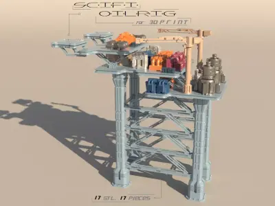 Sci-fi OilRig for 3Dprint 3D print model
