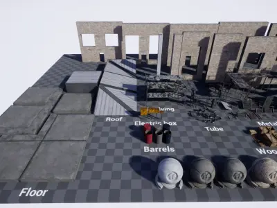 Modular Pumping Station for UE Low-poly 3D model