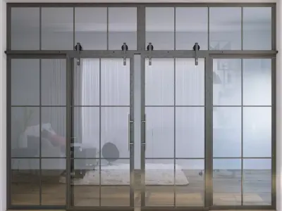 Glass partition doors 3D model