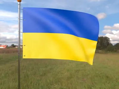 Flag Ukraine animated loop 3D model