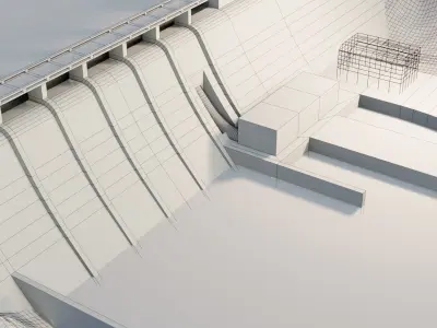 Dam 3d model - Low Poly hydroelectric Low-poly 3D model