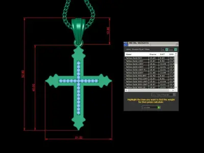 High Cross Pendant Light Gold 18K 4CP079 3D print model