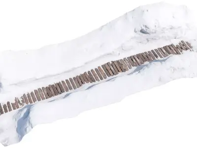 Wooden trail in winter 3D model