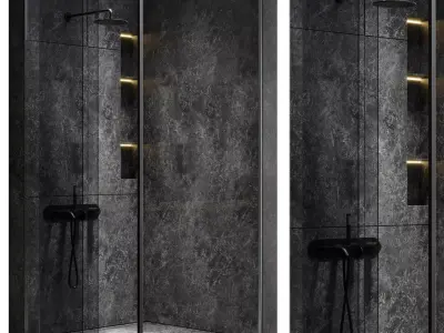 Corner Shower Cabins 01 Low-poly 3D model