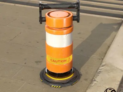 CyberPunk Traffic Drum V2 Game optimized Low-poly 3D model