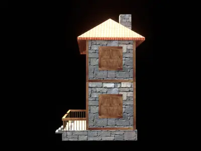 medieval house low poly village town residential house  99 Low-poly 3D model