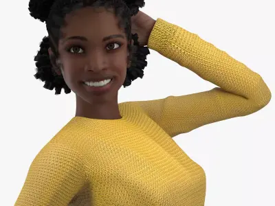 Street Style Black Teenage Girl Rigged 3D model