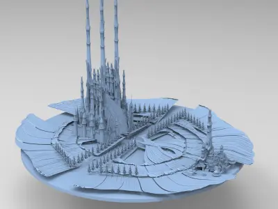 Sci fi Winter Island floating  3D model