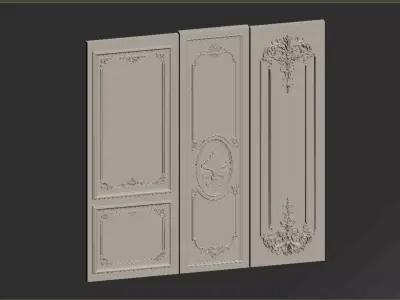 French carved wainscoting 3D model