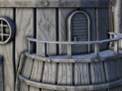 Barrel-shaped island bar 6 3D print model