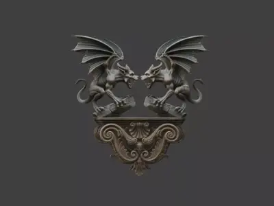 Dueling Gargoyles Low-poly 3D model