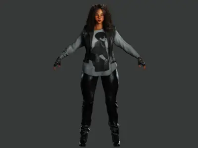 AAA 3D REALISTIC CHARACTER - AFRICAN GIRL STREET STYLE GTA Low-poly 3D model