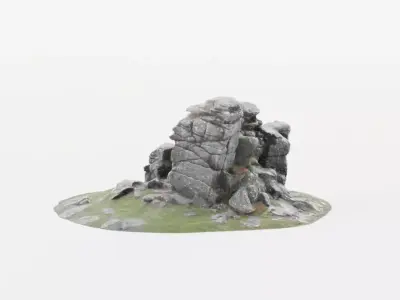 A Rock Formation - Dartmoor Stone Photo-Scan Model Low-poly 3D model