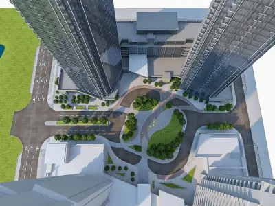 Residential Tower Complex 01 Low-poly 3D model