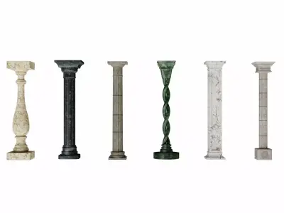 Column marble with square base 3D Model Pack